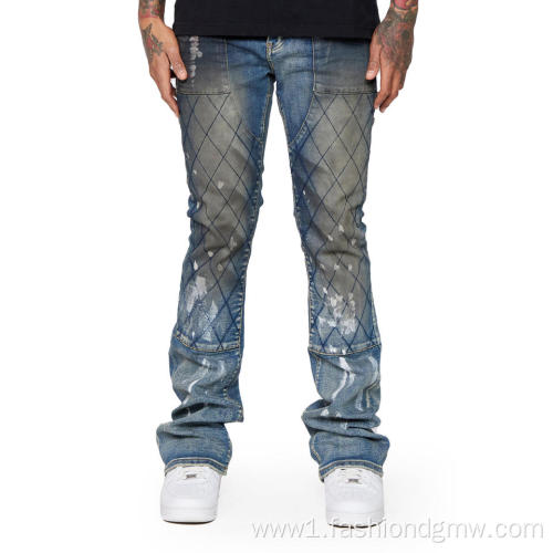 Hight Quality Designers Stacted Fit Denim Jeans